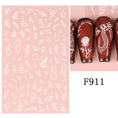 3D Snake Print Nagu uzlīmes Melnbalts Zelts Saules Mēness Rotaļveida raksts Tetovējumu uzlīmes Tauriņu nagu mākslas rotājumu uzlīmes