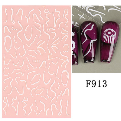 3D Snake Print Nagu uzlīmes Melnbalts Zelts Saules Mēness Rotaļveida raksts Tetovējumu uzlīmes Tauriņu nagu mākslas rotājumu uzlīmes