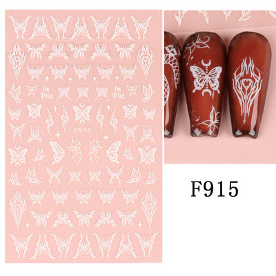 3D Snake Print Nagu uzlīmes Melnbalts Zelts Saules Mēness Rotaļveida raksts Tetovējumu uzlīmes Tauriņu nagu mākslas rotājumu uzlīmes