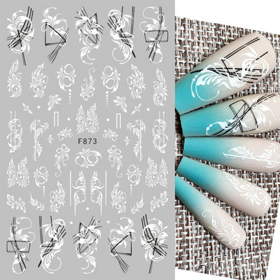 3D Snake Print Nagu uzlīmes Melnbalts Zelts Saules Mēness Rotaļveida raksts Tetovējumu uzlīmes Tauriņu nagu mākslas rotājumu uzlīmes