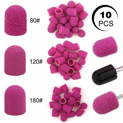 10 τμχ 10*15/13*19 Μωβ Καπέλα λείανσης Nail Art Sand Bands Block Caps Mandrel Gel Remover Foot Care Drill Drill