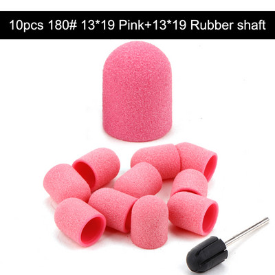 10 gab. 10*15/13*19 purpursarkani slīpēšanas uzgaļi Nagu mākslas slīpēšanas lentes, bloku vāciņi, serdeņa želejas noņemšanas līdzeklis pēdu kopšanai, kutikulas urbjmašīnas piederumi