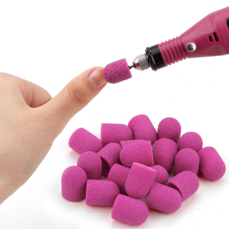 10 gab. 10*15/13*19 purpursarkani slīpēšanas uzgaļi Nagu mākslas slīpēšanas lentes, bloku vāciņi, serdeņa želejas noņemšanas līdzeklis pēdu kopšanai, kutikulas urbjmašīnas piederumi