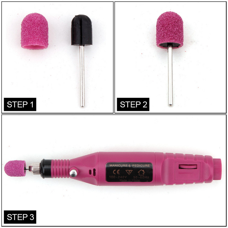 10 gab. 10*15/13*19 purpursarkani slīpēšanas uzgaļi Nagu mākslas slīpēšanas lentes, bloku vāciņi, serdeņa želejas noņemšanas līdzeklis pēdu kopšanai, kutikulas urbjmašīnas piederumi