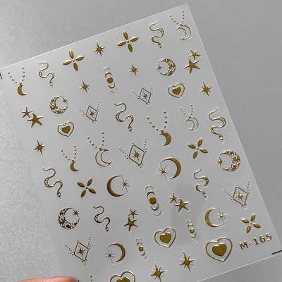 1 loksne 5D bronzējošas pērles Shell nagu mākslas uzlīmes rožzelta lāzera jūras zvaigzne mēness saule slīdnis nagu rotājumi uzlīmes Aksesuāri