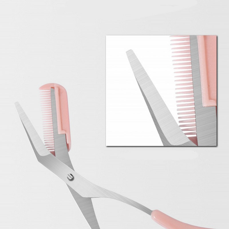 Trimer za obrve od nehrđajućeg čelika Škare Češalj Škare za dlačice za obrve Stezaljke za oblikovanje Brijač Trimer za njegu Dodaci za šminku 1kom