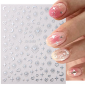 3D Metāla Zvaigzne Sirds Uzlīmes Nagiem Sudraba bronzas Saules Mēness Slīdņi Y2k Lāzera Līmes Uzlīmes Manikīra folijas Dekorācijas