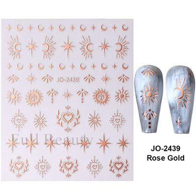 3D Metāla Zvaigzne Sirds Uzlīmes Nagiem Sudraba bronzas Saules Mēness Slīdņi Y2k Lāzera Līmes Uzlīmes Manikīra folijas Dekorācijas