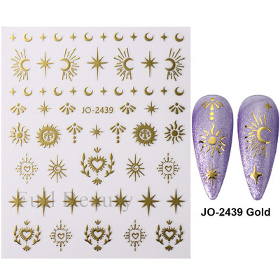 3D Metāla Zvaigzne Sirds Uzlīmes Nagiem Sudraba bronzas Saules Mēness Slīdņi Y2k Lāzera Līmes Uzlīmes Manikīra folijas Dekorācijas