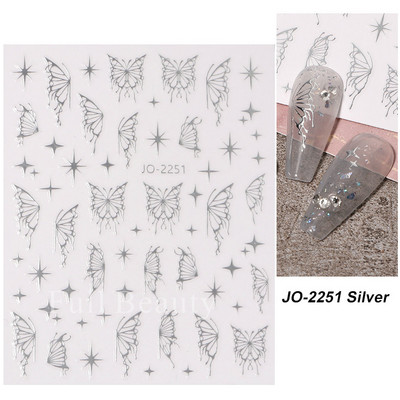 3D Metāla Zvaigzne Sirds Uzlīmes Nagiem Sudraba bronzas Saules Mēness Slīdņi Y2k Lāzera Līmes Uzlīmes Manikīra folijas Dekorācijas