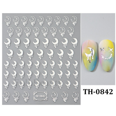 3D Metāla Zvaigzne Sirds Uzlīmes Nagiem Sudraba bronzas Saules Mēness Slīdņi Y2k Lāzera Līmes Uzlīmes Manikīra folijas Dekorācijas