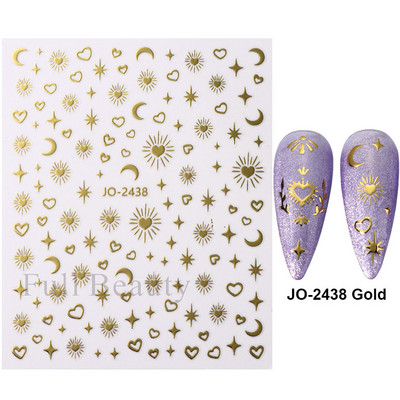 3D Metāla Zvaigzne Sirds Uzlīmes Nagiem Sudraba bronzas Saules Mēness Slīdņi Y2k Lāzera Līmes Uzlīmes Manikīra folijas Dekorācijas