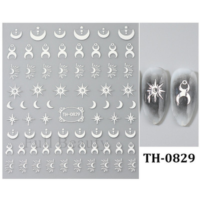 3D Metāla Zvaigzne Sirds Uzlīmes Nagiem Sudraba bronzas Saules Mēness Slīdņi Y2k Lāzera Līmes Uzlīmes Manikīra folijas Dekorācijas