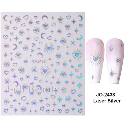 3D Metāla Zvaigzne Sirds Uzlīmes Nagiem Sudraba bronzas Saules Mēness Slīdņi Y2k Lāzera Līmes Uzlīmes Manikīra folijas Dekorācijas