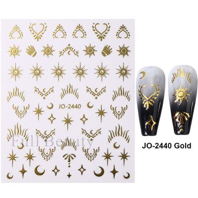 3D Metāla Zvaigzne Sirds Uzlīmes Nagiem Sudraba bronzas Saules Mēness Slīdņi Y2k Lāzera Līmes Uzlīmes Manikīra folijas Dekorācijas