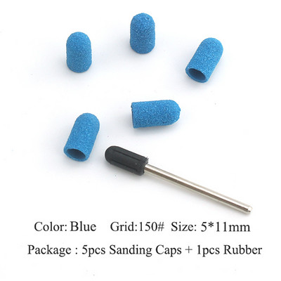 ERUIKA 5 KOM Električna burgija za nokte Blok brusnih čepova Traka Gumena osovina Grip Glodalo Alati za manikuru Pedikura Dodatak