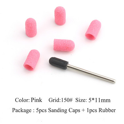 ERUIKA 5 KOM Električna burgija za nokte Blok brusnih čepova Traka Gumena osovina Grip Glodalo Alati za manikuru Pedikura Dodatak