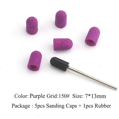 ERUIKA 5 KOM Električna burgija za nokte Blok brusnih čepova Traka Gumena osovina Grip Glodalo Alati za manikuru Pedikura Dodatak