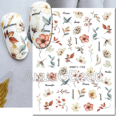 Autocolante 3d Nail Art Trandafiri roz pentru copii Flori Litere albe Glisoare adezive Decalcomanii Manichiura pentru unghii decorate