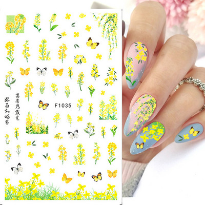 Autocolante 3d Nail Art Trandafiri roz pentru copii Flori Litere albe Glisoare adezive Decalcomanii Manichiura pentru unghii decorate