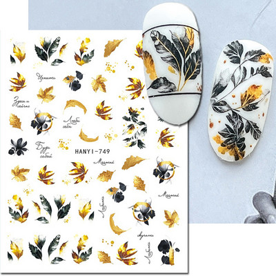 Autocolante 3d Nail Art Trandafiri roz pentru copii Flori Litere albe Glisoare adezive Decalcomanii Manichiura pentru unghii decorate