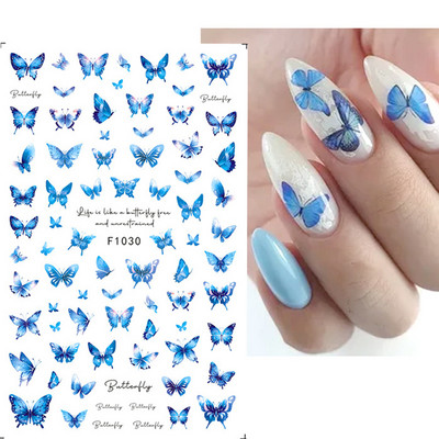 Autocolante 3d Nail Art Trandafiri roz pentru copii Flori Litere albe Glisoare adezive Decalcomanii Manichiura pentru unghii decorate