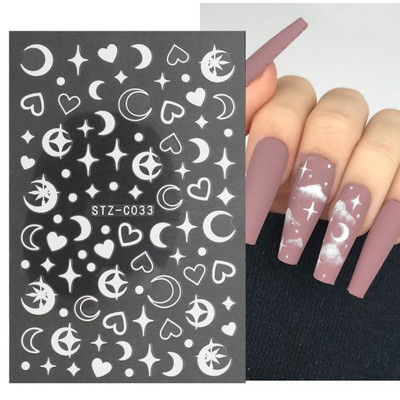 French Tips Naljepnice za nokte 3D sjajni svjetlucavi srebrni bijeli klizači Naljepnice Nail Art Dekoracije Ljepljive folije Manikura TRSTZCS068