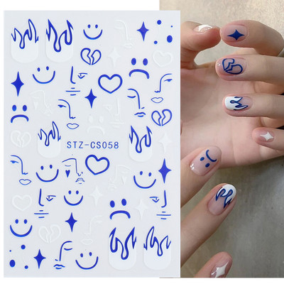 French Tips Naljepnice za nokte 3D sjajni svjetlucavi srebrni bijeli klizači Naljepnice Nail Art Dekoracije Ljepljive folije Manikura TRSTZCS068