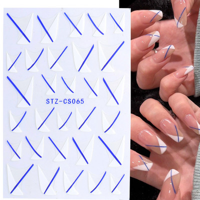 French Tips Naljepnice za nokte 3D sjajni svjetlucavi srebrni bijeli klizači Naljepnice Nail Art Dekoracije Ljepljive folije Manikura TRSTZCS068