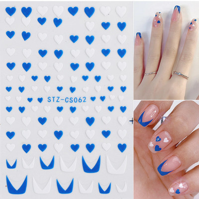 French Tips Naljepnice za nokte 3D sjajni svjetlucavi srebrni bijeli klizači Naljepnice Nail Art Dekoracije Ljepljive folije Manikura TRSTZCS068