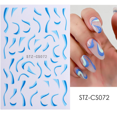 French Tips Naljepnice za nokte 3D sjajni svjetlucavi srebrni bijeli klizači Naljepnice Nail Art Dekoracije Ljepljive folije Manikura TRSTZCS068