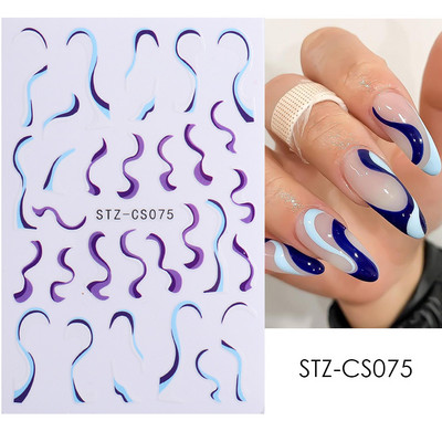 French Tips Naljepnice za nokte 3D sjajni svjetlucavi srebrni bijeli klizači Naljepnice Nail Art Dekoracije Ljepljive folije Manikura TRSTZCS068