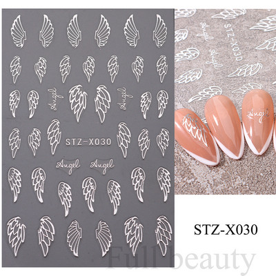 French Tips Naljepnice za nokte 3D sjajni svjetlucavi srebrni bijeli klizači Naljepnice Nail Art Dekoracije Ljepljive folije Manikura TRSTZCS068