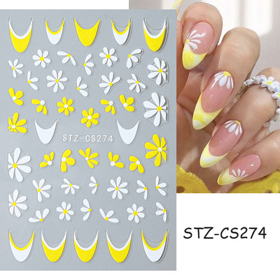 French Tips Naljepnice za nokte 3D sjajni svjetlucavi srebrni bijeli klizači Naljepnice Nail Art Dekoracije Ljepljive folije Manikura TRSTZCS068