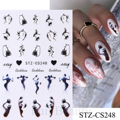 French Tips Naljepnice za nokte 3D sjajni svjetlucavi srebrni bijeli klizači Naljepnice Nail Art Dekoracije Ljepljive folije Manikura TRSTZCS068