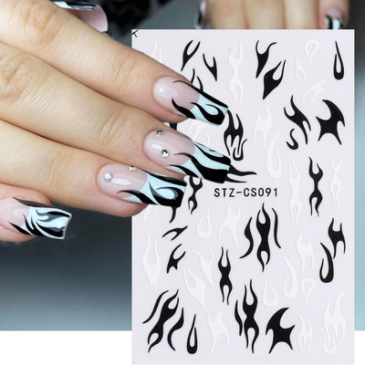 French Tips Naljepnice za nokte 3D sjajni svjetlucavi srebrni bijeli klizači Naljepnice Nail Art Dekoracije Ljepljive folije Manikura TRSTZCS068