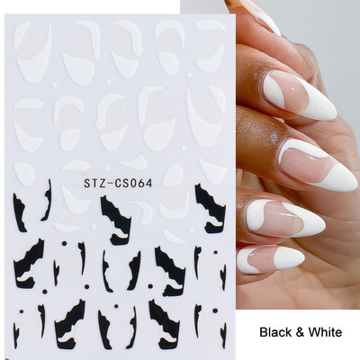 French Tips Naljepnice za nokte 3D sjajni svjetlucavi srebrni bijeli klizači Naljepnice Nail Art Dekoracije Ljepljive folije Manikura TRSTZCS068