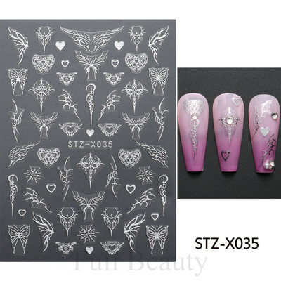 3D hologrāfisks tauriņš nagu uzlīmes mirdzoši melni balti nagu mākslas rotājumi uzlīmes piekariņi Dizains lipīgi slīdņi manikīrs