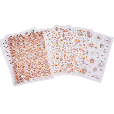 6tk/komplekt Holograafilised laserid Küünekleebised 3D Täht/Kuu/Galaktika...Disainid Kleebised Kleebis (6,5*5,5cm)Küüneliugurid Tee ise kaunistused