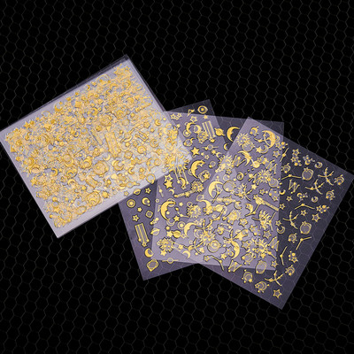 6tk/komplekt Holograafilised laserid Küünekleebised 3D Täht/Kuu/Galaktika...Disainid Kleebised Kleebis (6,5*5,5cm)Küüneliugurid Tee ise kaunistused