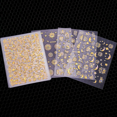 6tk/komplekt Holograafilised laserid Küünekleebised 3D Täht/Kuu/Galaktika...Disainid Kleebised Kleebis (6,5*5,5cm)Küüneliugurid Tee ise kaunistused