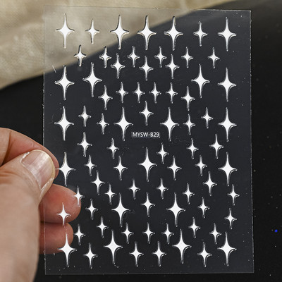 1 buc 3D holografice Fluture Alb Unghii Glisor Laser Decalcomanii autoadezivi Modele Fluturi lichide Autocolante de decorare