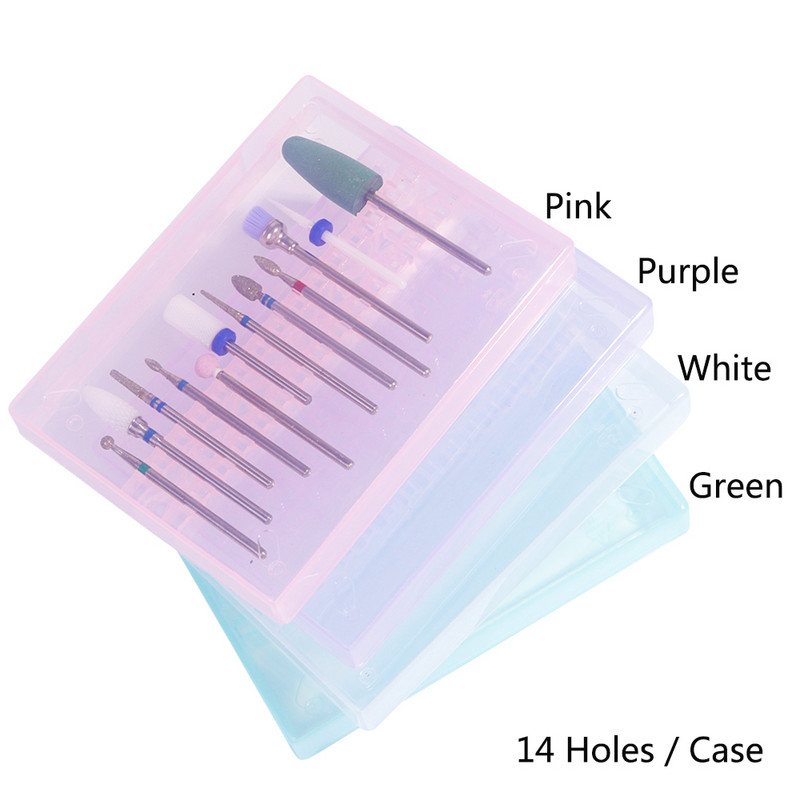 Uzglabāšanas futrālis nagu urbjmašīnām Elektriskā frēzes griezēja turētājs konteinera manikīrs urbis akrils tukšas kastes piederumi rīks LA994-1