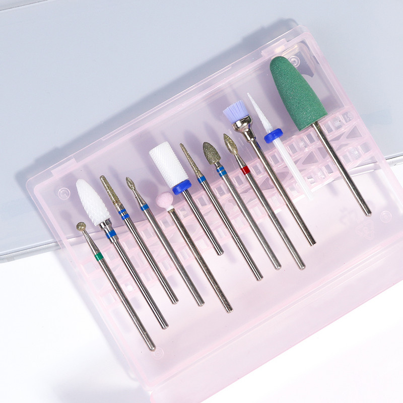 Uzglabāšanas futrālis nagu urbjmašīnām Elektriskā frēzes griezēja turētājs konteinera manikīrs urbis akrils tukšas kastes piederumi rīks LA994-1