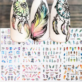 12GB Spalvas Dream Catcher ūdens pārneses slīdņi nagu rakstzīmju līnijai nagu mākslas uzlīmei manikīra dekorēšanai NFBN2569-2580