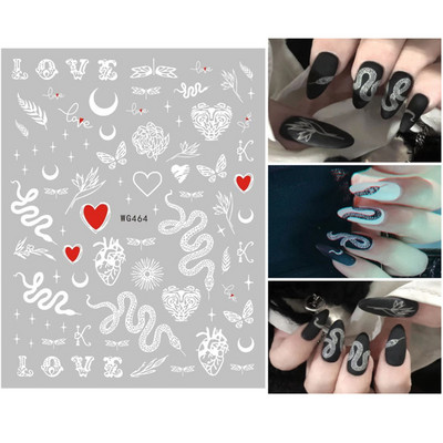 3D čūskas dizaina nagu mākslas uzlīmes Krāsaini pūķi slīdņu uzlīmes Melna čūska manikīram nagu mākslas dekorēšanai Jaungada uzlīme