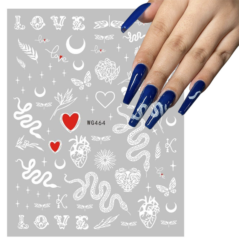 3D čūskas dizaina nagu mākslas uzlīmes Krāsaini pūķi slīdņu uzlīmes Melna čūska manikīram nagu mākslas dekorēšanai Jaungada uzlīme