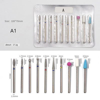 10gab./komplektā Nagu instrumenti Aksesuāri Dimanta nagu urbjmašīna Rotējošie elektriskie frēzes pedikīram Manikīra vīles kutikulas urbis