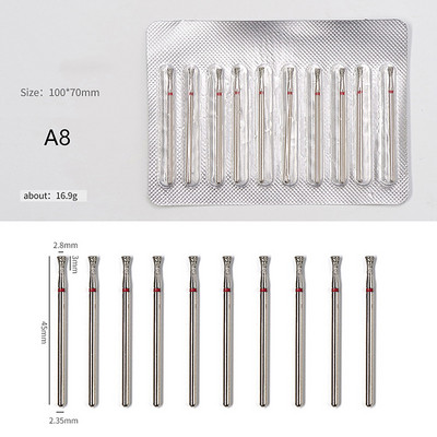 10gab./komplektā Nagu instrumenti Aksesuāri Dimanta nagu urbjmašīna Rotējošie elektriskie frēzes pedikīram Manikīra vīles kutikulas urbis