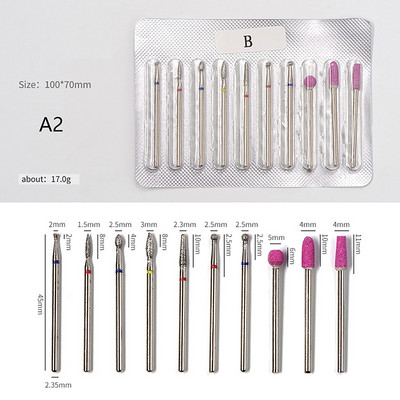 10gab./komplektā Nagu instrumenti Aksesuāri Dimanta nagu urbjmašīna Rotējošie elektriskie frēzes pedikīram Manikīra vīles kutikulas urbis